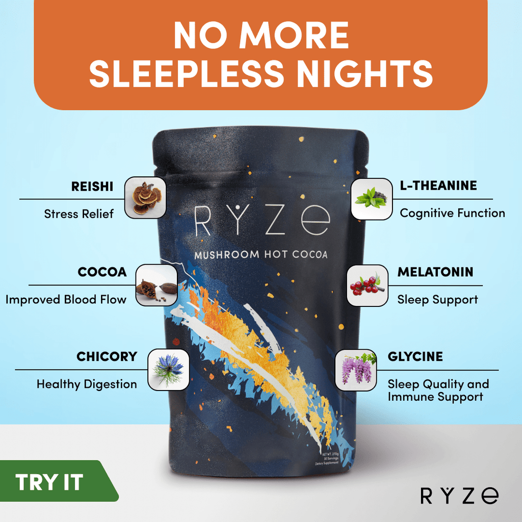 RYZE Hot Cocoa - with 6 Sleep Superfoods to Help Fall Asleep and Stay Asleep
