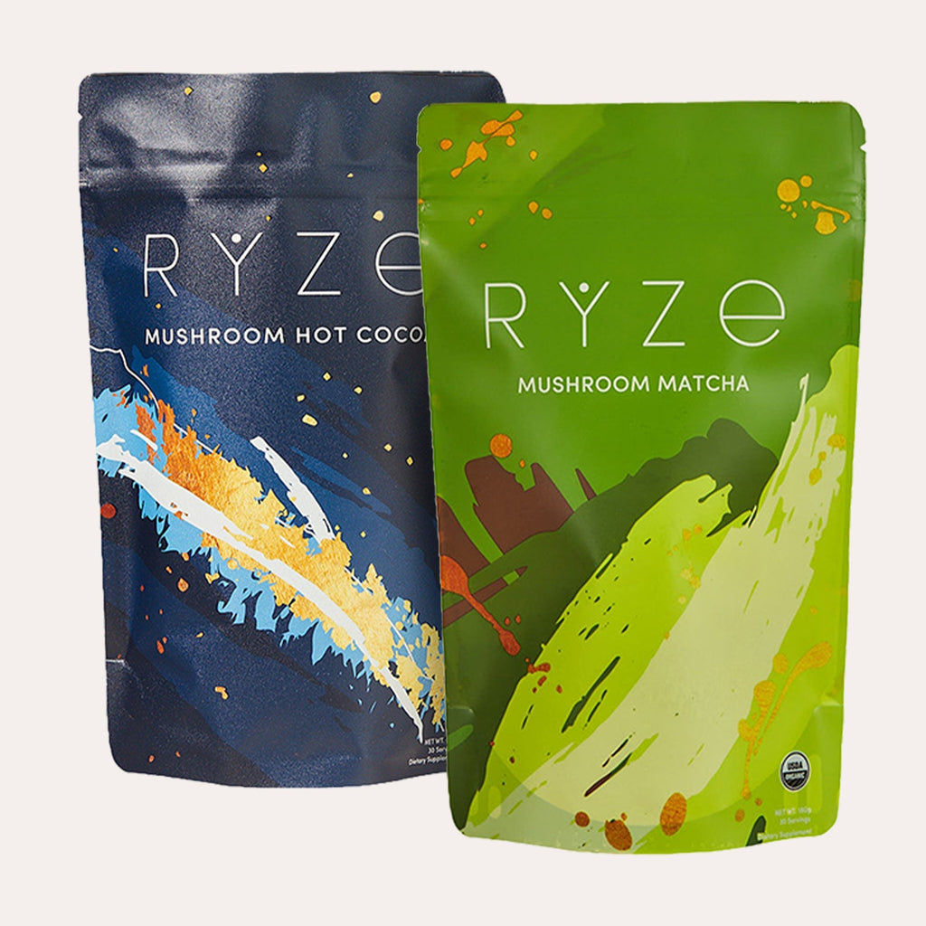 RYZE Mushroom Matcha - with 6 Organic Adaptogenic Mushrooms Grown In USA and Ceremonial-Grade Japanese Matcha